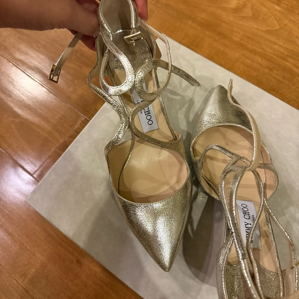 Jimmy Choo Metallic Gold Heels - Picture 9 of 13